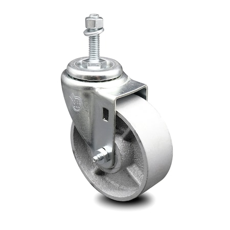 Service Caster Semi Steel Swivel Threaded Stem Caster w/Roller Bearing - 4" Wheel & 3/8" Stem SCC-TS20S415-SSR-381615